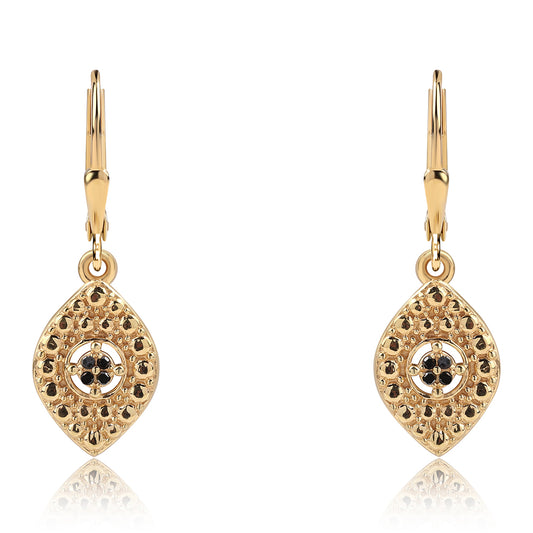 Cercei din Argint 925 Placat cu Aur ( 2.91 grame ) cu Diamant Albastru 0.04 Carate