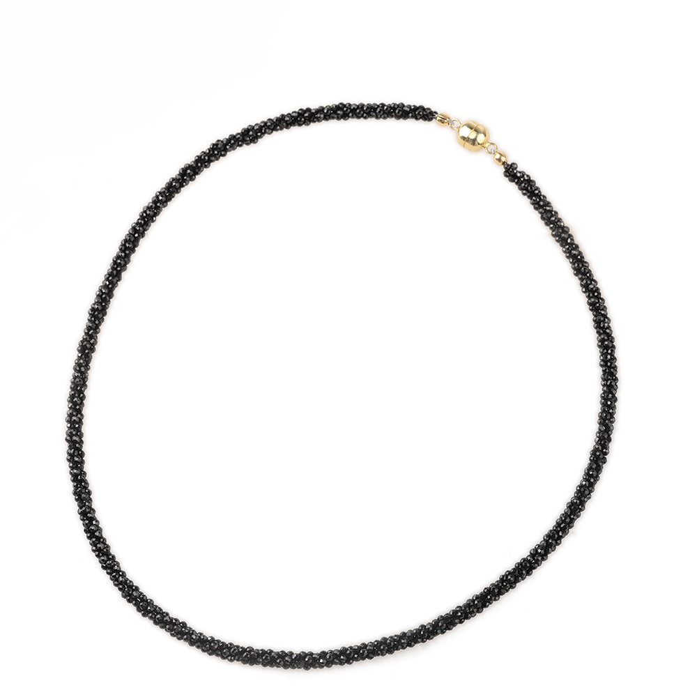 Colier din Argint 925 Placat cu Aur ( 3.32 grame ) cu Spinel Negru 99.8 Carate 1 