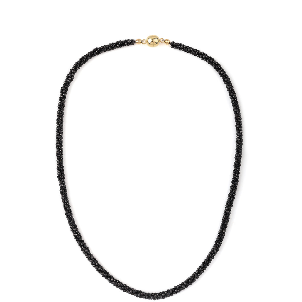 Colier din Argint 925 Placat cu Aur ( 3.32 grame ) cu Spinel Negru 99.8 Carate