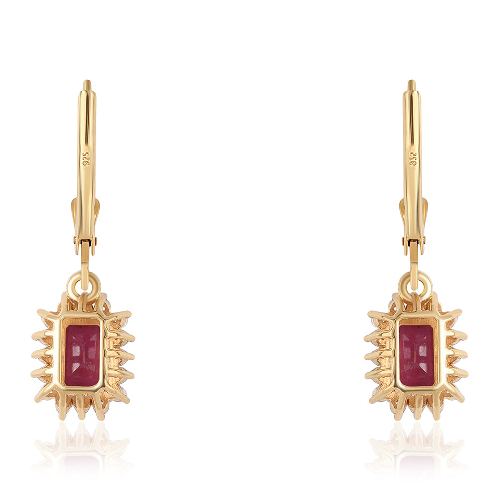 Cercei din Argint 925 Placat cu Aur ( 1.87 grame ) cu Rubin Mozambic și Topaz Alb 2.2 Carate