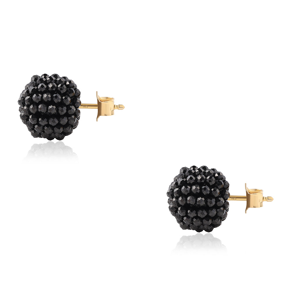 Cercei din Argint 925 Placat cu Aur ( 0.39 grame ) cu Spinel Negru 21.5 Carate 3 