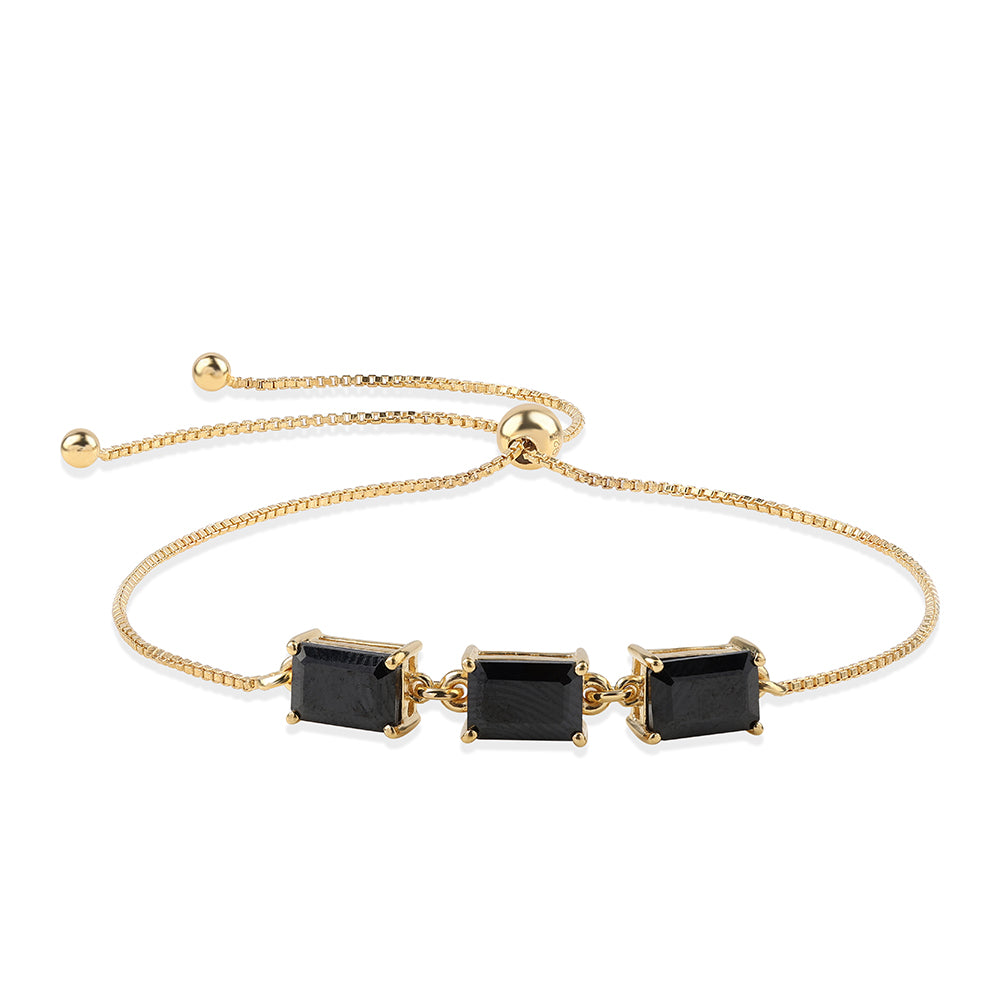 Brățară din Argint 925 Placat cu Aur ( 2.5 grame ) cu Spinel Negru 4.49 Carate