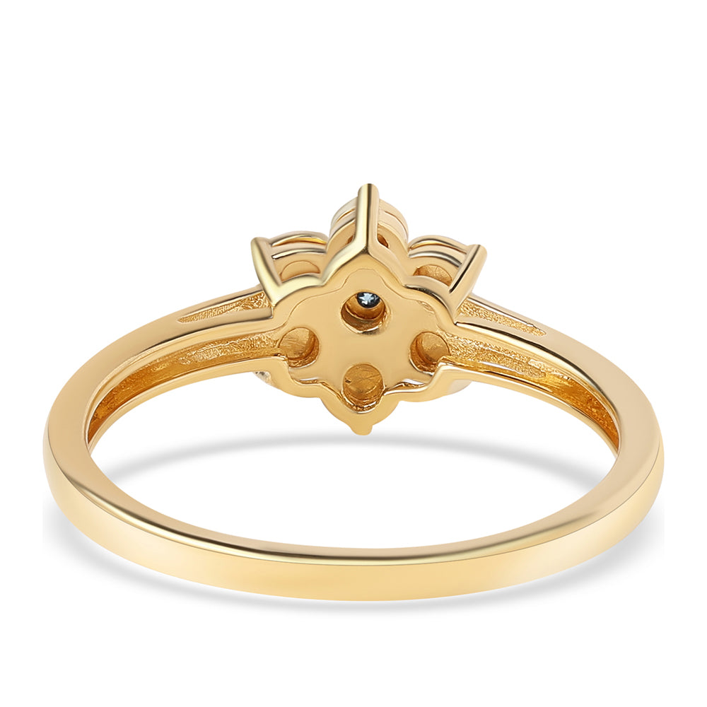 Inel din Argint 925 Placat cu Aur ( 2.42 grame ) cu Diamant Albastru 0.01 Carate