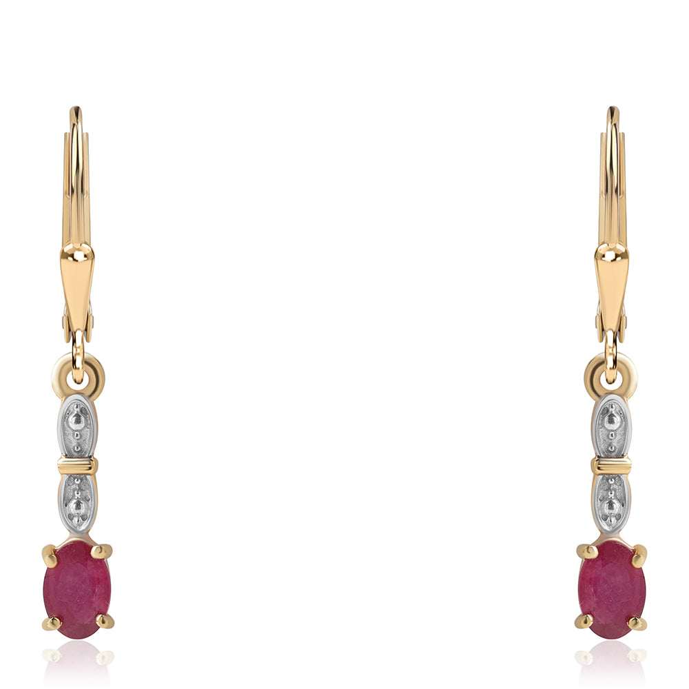 Cercei din Argint 925 Placat cu Aur ( 1.73 grame ) cu Rubin Mozambic 1.18 Carate