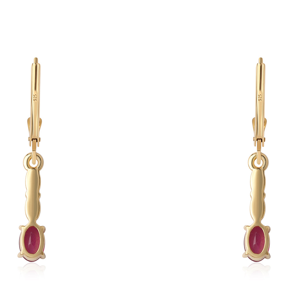 Cercei din Argint 925 Placat cu Aur ( 1.73 grame ) cu Rubin Mozambic 1.18 Carate