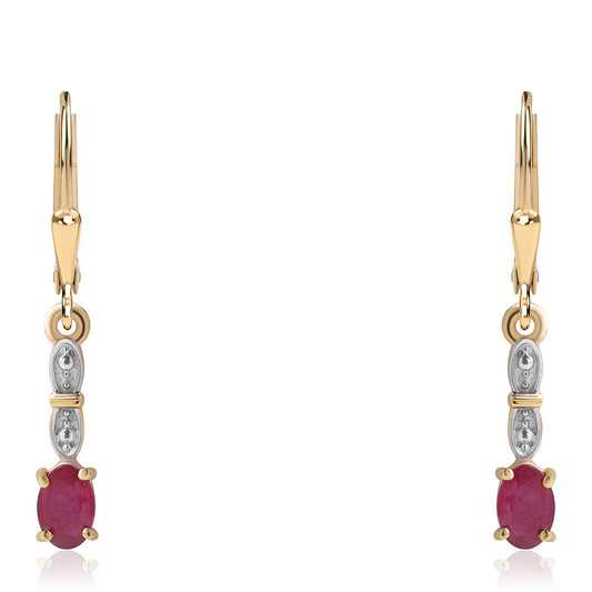 Cercei din Argint 925 Placat cu Aur ( 1.73 grame ) cu Rubin Mozambic 1.18 Carate