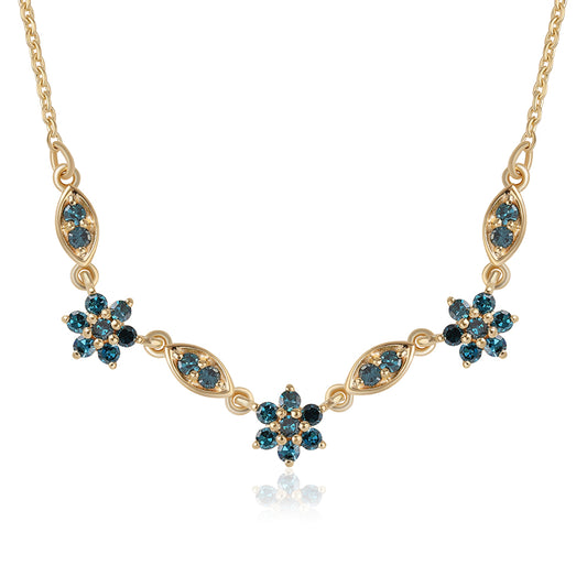 Colier din Argint 925 Placat cu Aur ( 3.38 grame ) cu Diamant Albastru 0.44 Carate