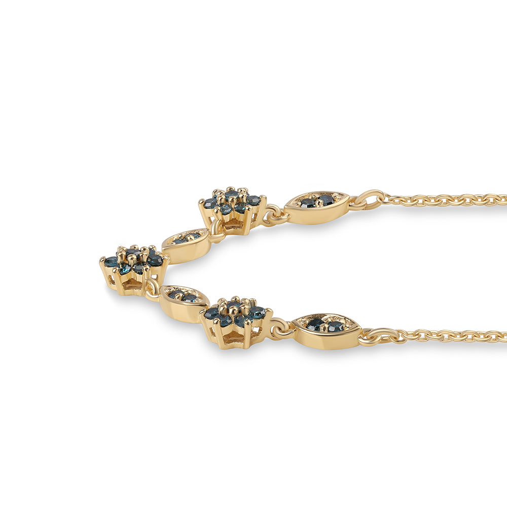 Colier din Argint 925 Placat cu Aur ( 3.38 grame ) cu Diamant Albastru 0.44 Carate 2 