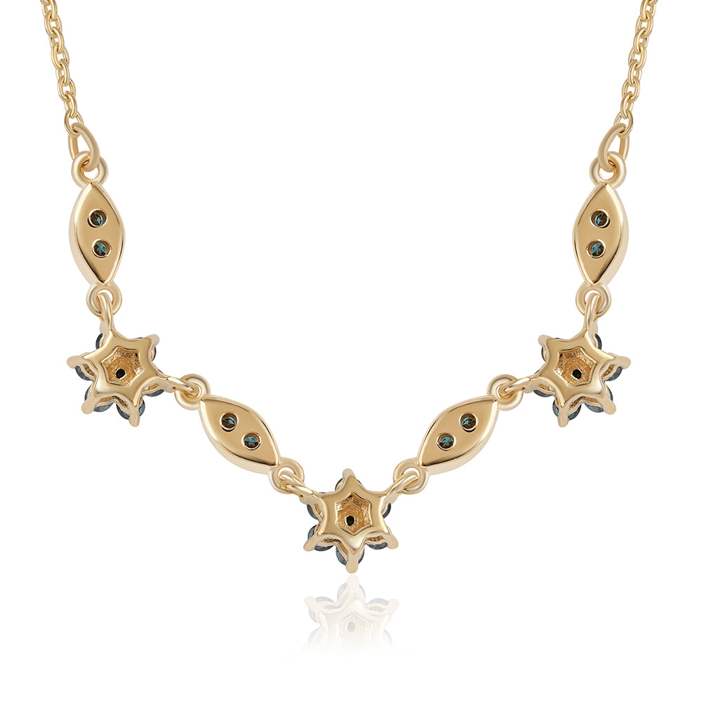 Colier din Argint 925 Placat cu Aur ( 3.38 grame ) cu Diamant Albastru 0.44 Carate