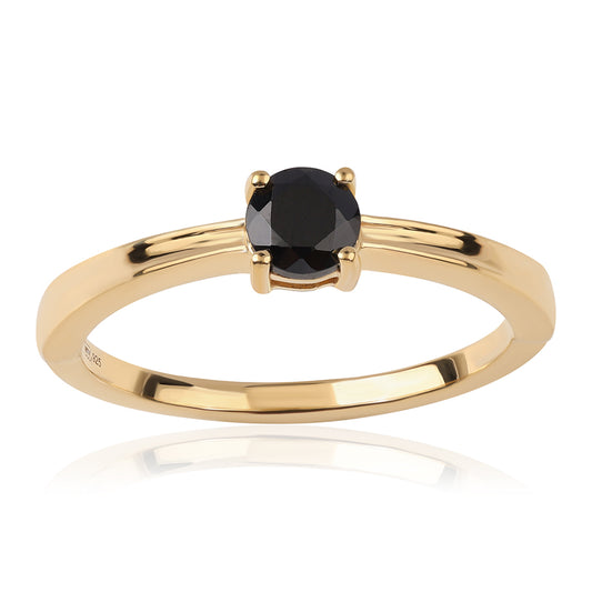 Inel din Argint 925 Placat cu Aur ( 2.09 grame ) cu Spinel Negru 0.64 Carate