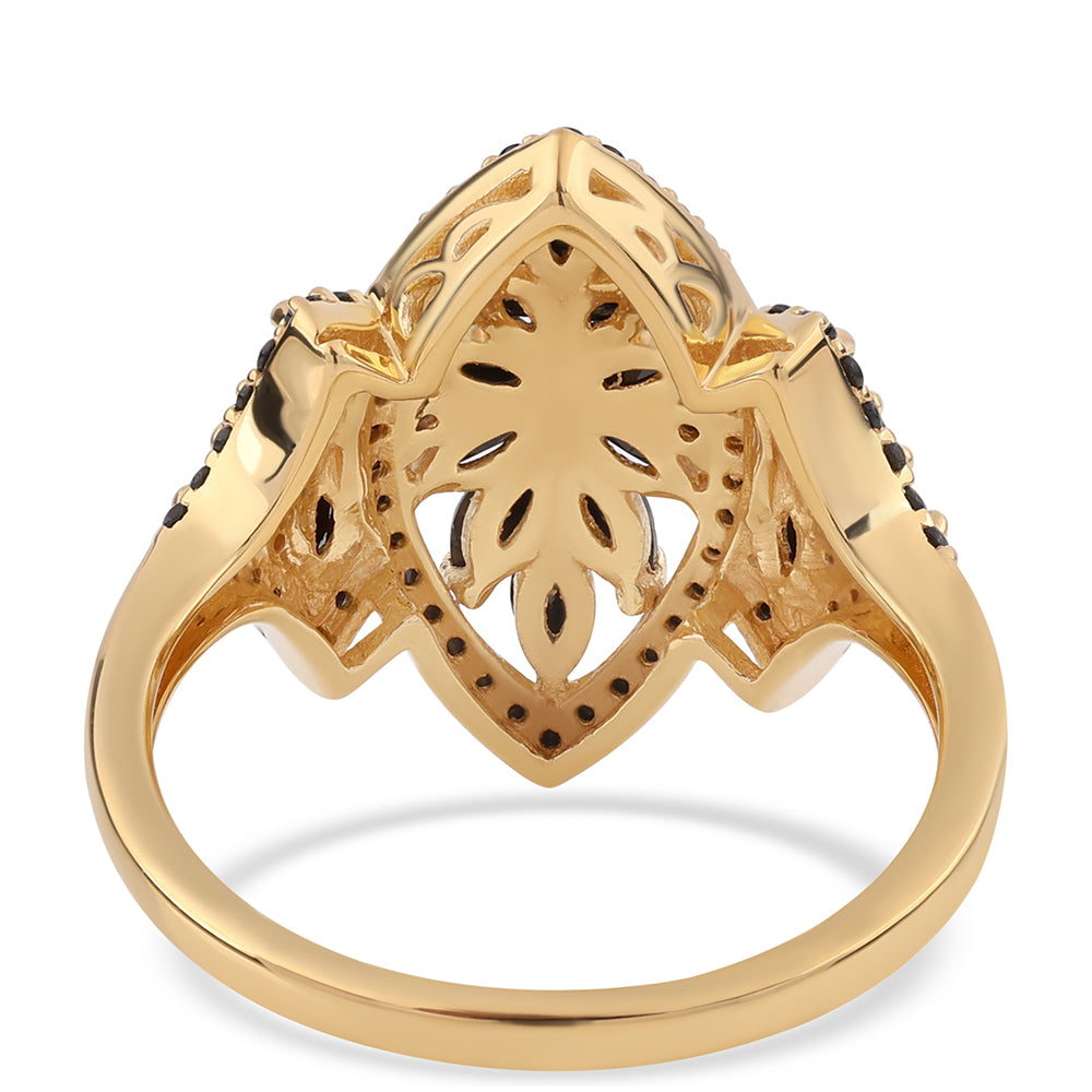 Inel din Argint 925 Placat cu Aur ( 3.73 grame ) cu Spinel Negru 1.98 Carate