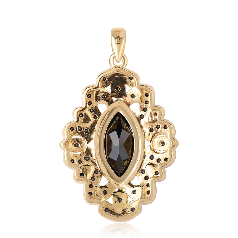 Pandantiv din Argint 925 Placat cu Aur ( 3.8 grame ) cu Spinel Negru 3.52 Carate 3 