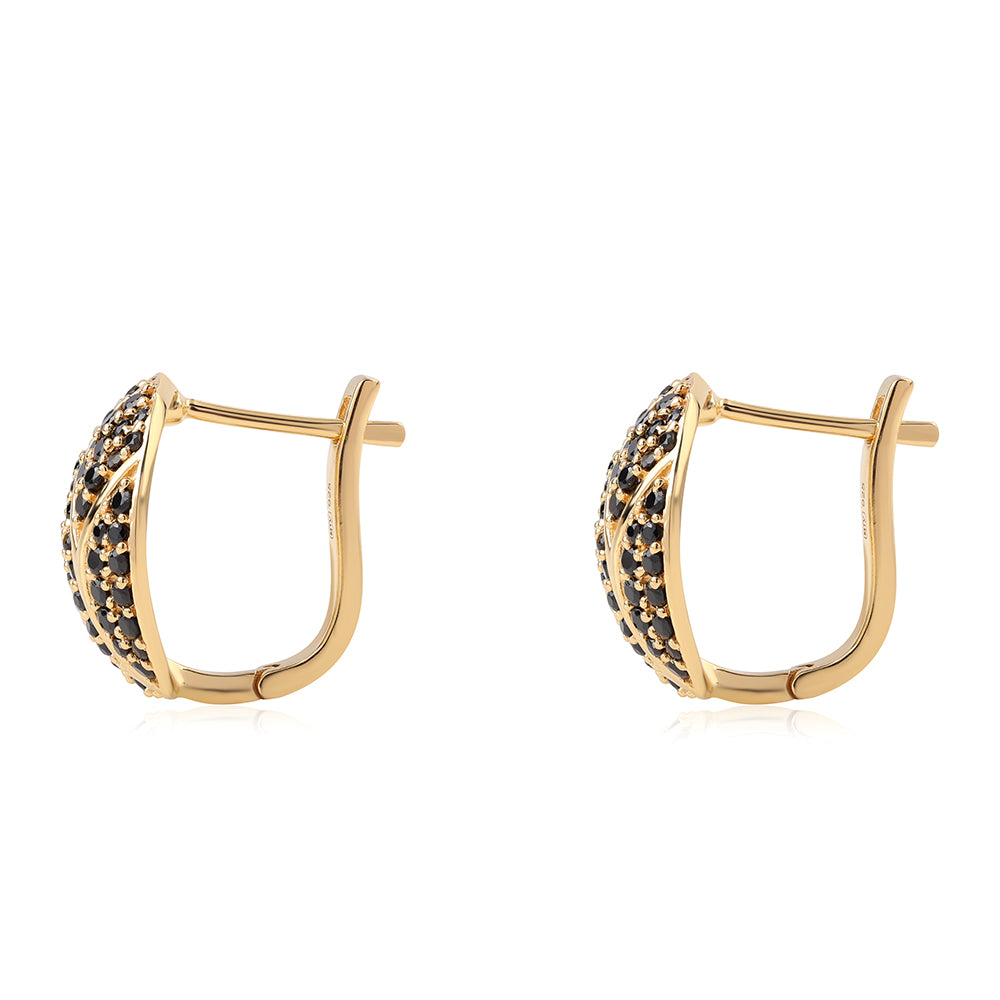 Cercei din Argint 925 Placat cu Aur ( 4.39 grame ) cu Spinel Negru 1.85 Carate 2 