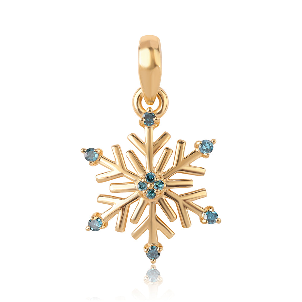 Pandantiv din Argint 925 Placat cu Aur ( 0.97 grame ) cu Diamant Albastru 0.1 Carate 1 