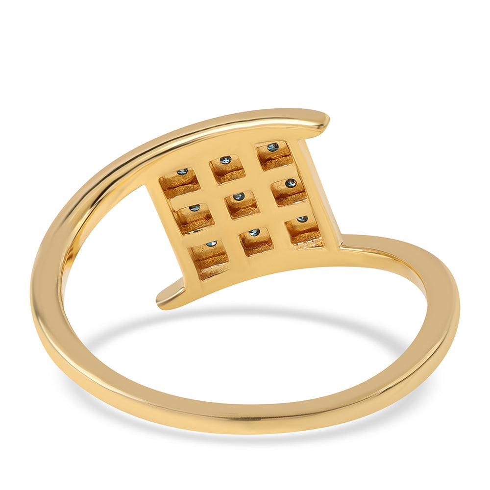 Inel din Argint 925 Placat cu Aur ( 2.83 grame ) cu Diamant Albastru 0.05 Carate 3 