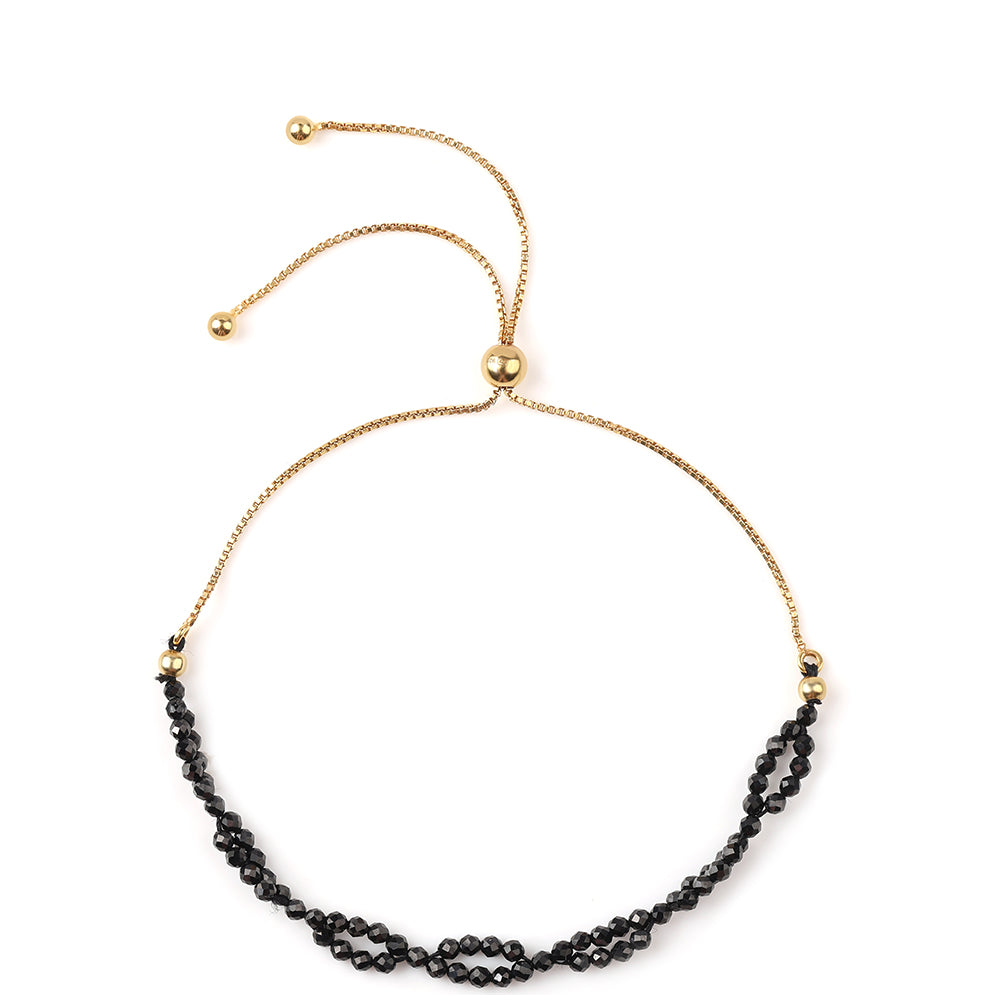 Brățară din Argint 925 Placat cu Aur ( 1.34 grame ) cu Spinel Negru 7.25 Carate 1 