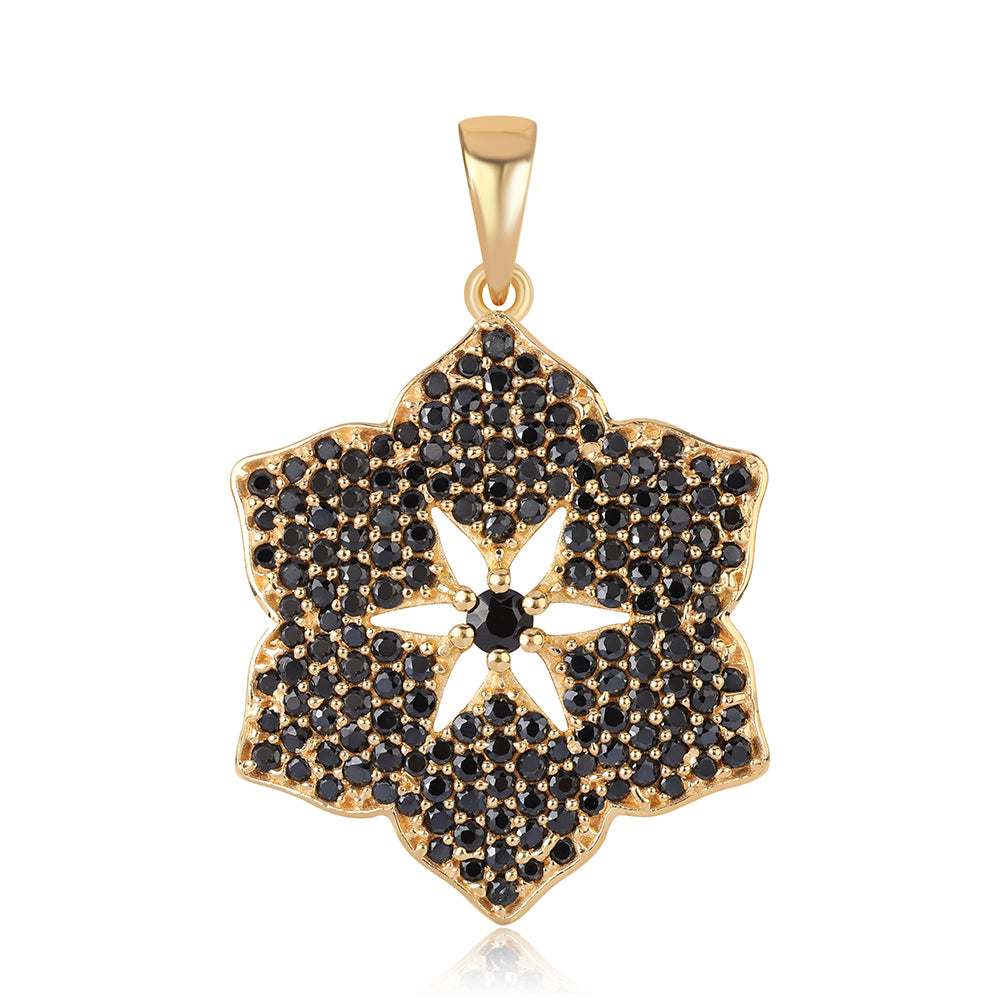 Pandantiv din Argint 925 Placat cu Aur ( 2.41 grame ) cu Spinel Negru 1.73 Carate