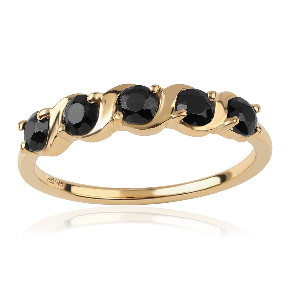 Inel din Argint 925 Placat cu Aur ( 1.94 grame ) cu Spinel Negru 1.16 Carate 1 