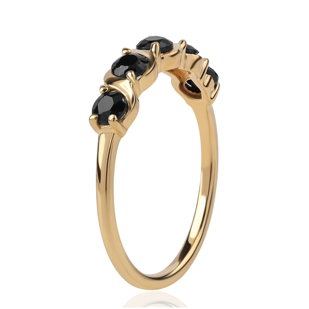 Inel din Argint 925 Placat cu Aur ( 1.94 grame ) cu Spinel Negru 1.16 Carate 2 