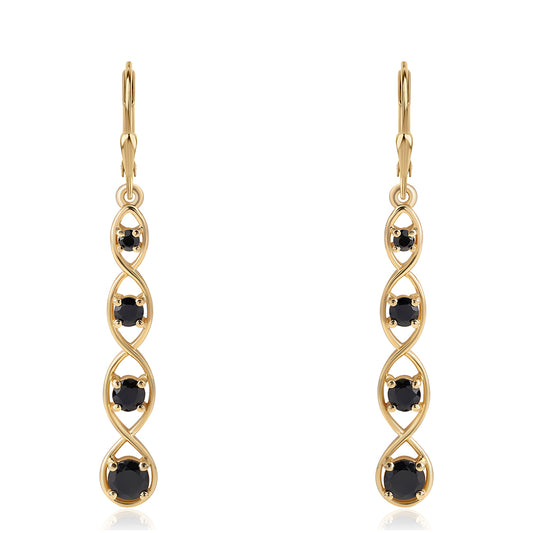 Cercei din Argint 925 Placat cu Aur ( 4.01 grame ) cu Spinel Negru 2.65 Carate