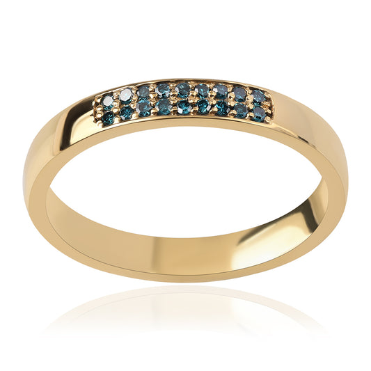 Inel din Argint 925 Placat cu Aur ( 3.06 grame ) cu Diamant Albastru 0.11 Carate