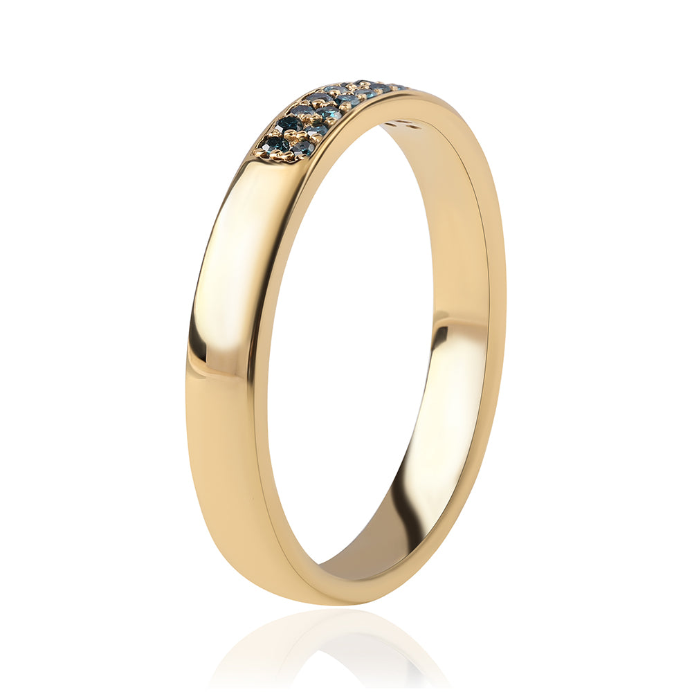 Inel din Argint 925 Placat cu Aur ( 3.06 grame ) cu Diamant Albastru 0.11 Carate 3 