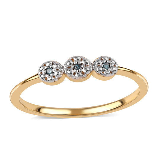 Inel din Argint 925 Placat cu Aur ( 1.73 grame ) cu Diamant Albastru 0.02 Carate