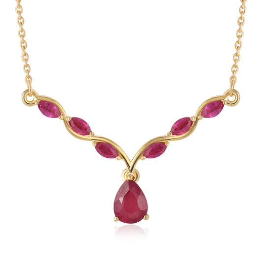 Colier din Argint 925 Placat cu Aur ( 3.53 grame ) cu Rubin Mozambic 1.7 Carate