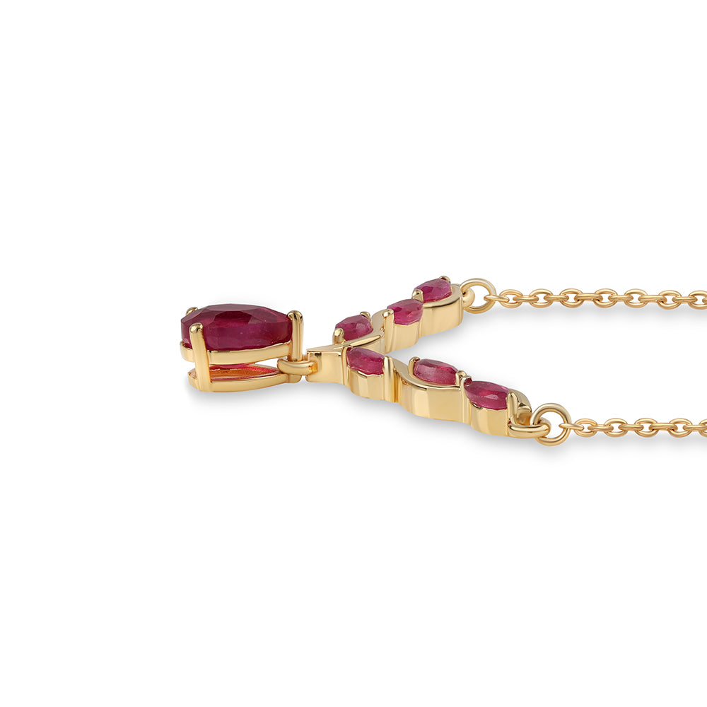 Colier din Argint 925 Placat cu Aur ( 3.53 grame ) cu Rubin Mozambic 1.7 Carate