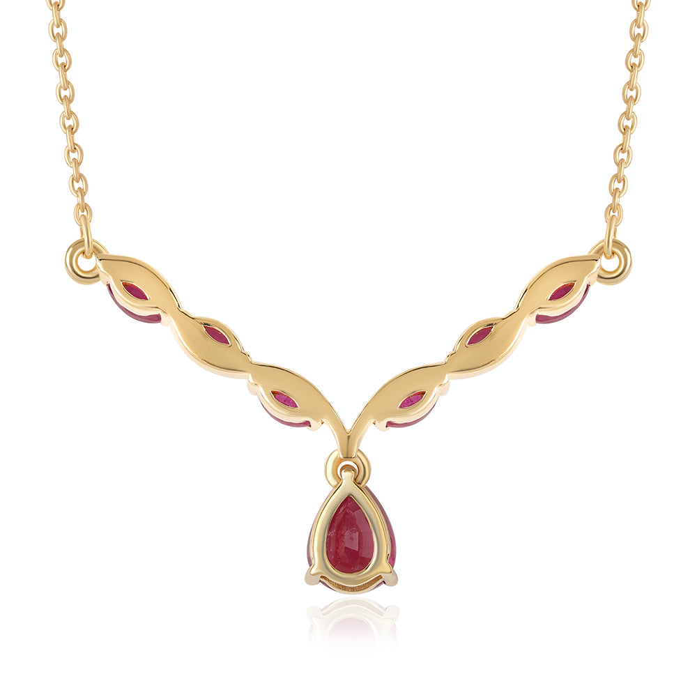 Colier din Argint 925 Placat cu Aur ( 3.53 grame ) cu Rubin Mozambic 1.7 Carate 3 