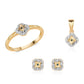 Set din Argint 925 Placat cu Aur ( 4.28 grame ) cu Diamant Albastru și Topaz Alb 0.17 Carate ( Cercei+Inel+Pandantiv )