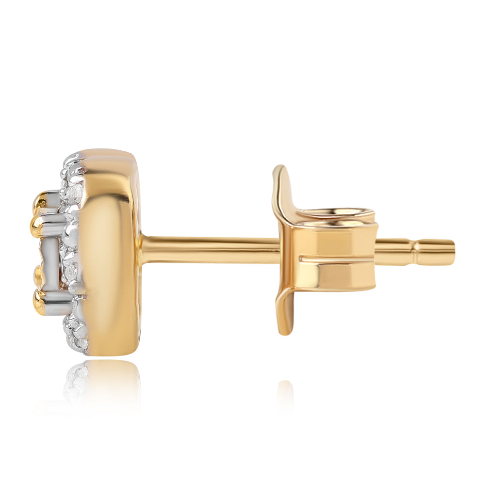 Set din Argint 925 Placat cu Aur ( 4.28 grame ) cu Diamant Albastru și Topaz Alb 0.17 Carate ( Cercei+Inel+Pandantiv ) 11 