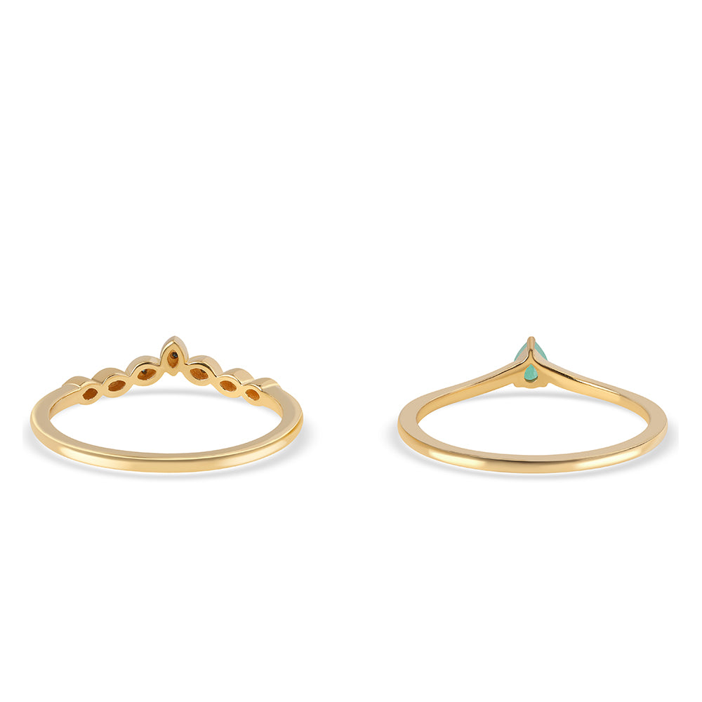 Set din Argint 925 Placat cu Aur ( 3.11 grame ) cu Diamant Albastru și Smarald Brazilian 0.26 Carate ( Inel ) 2 