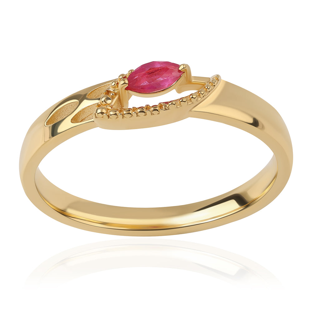 Inel din Argint 925 Placat cu Aur ( 2.62 grame ) cu Rubin Mozambic 0.23 Carate 1 