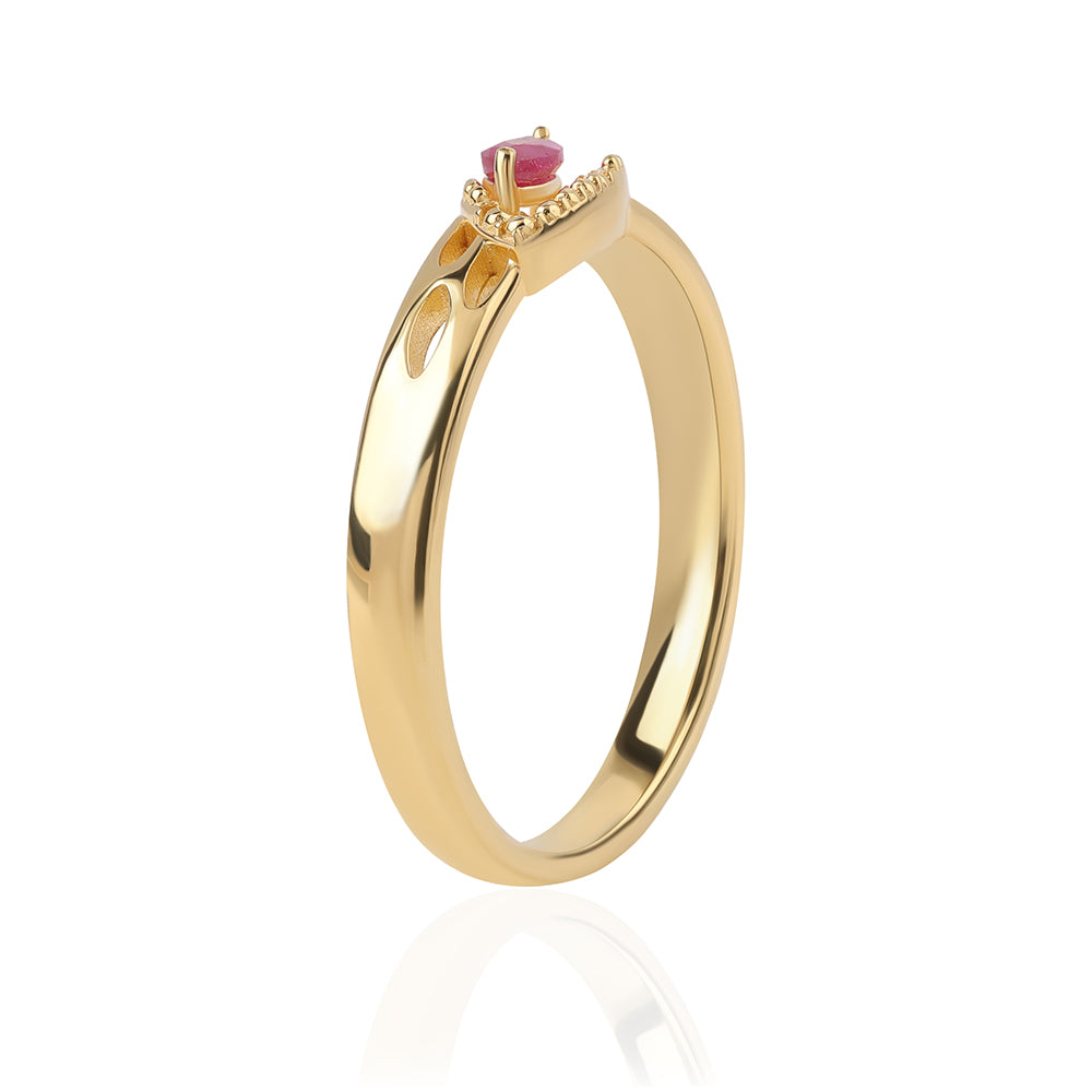 Inel din Argint 925 Placat cu Aur ( 2.62 grame ) cu Rubin Mozambic 0.23 Carate 2 