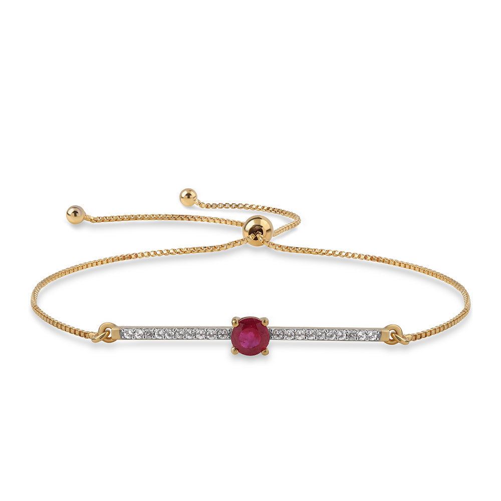 Brățară din Argint 925 Placat cu Aur ( 2.55 grame ) cu Rubin Mozambic și Topaz Alb 1.1 Carate 1 