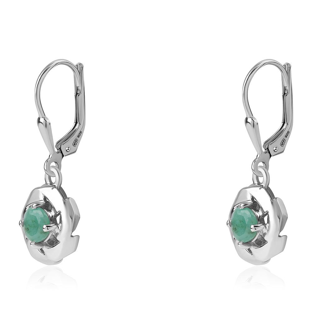 Cercei din Argint 925 ( 3.4 grame ) cu Smarald Brazilian 0.72 Carate