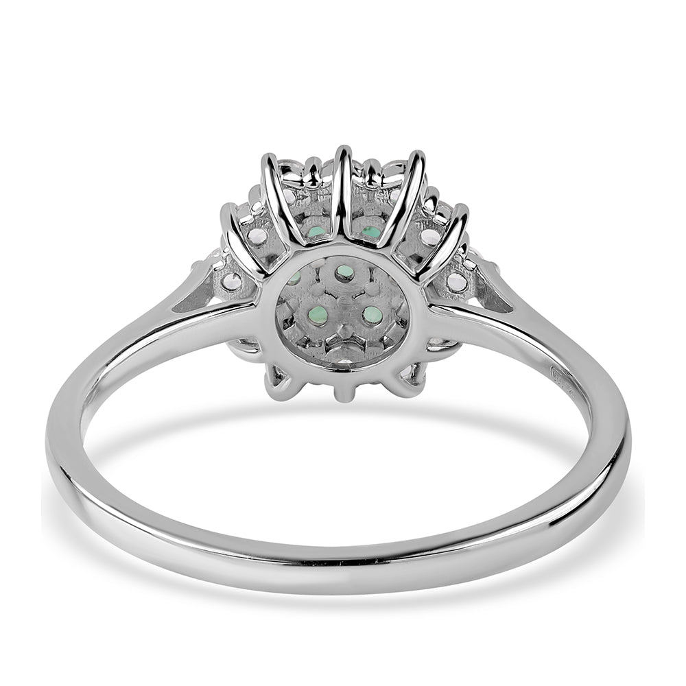 Inel din Argint 925 ( 2.22 grame ) cu Smarald Brazilian și Topaz Alb 1.16 Carate 4 