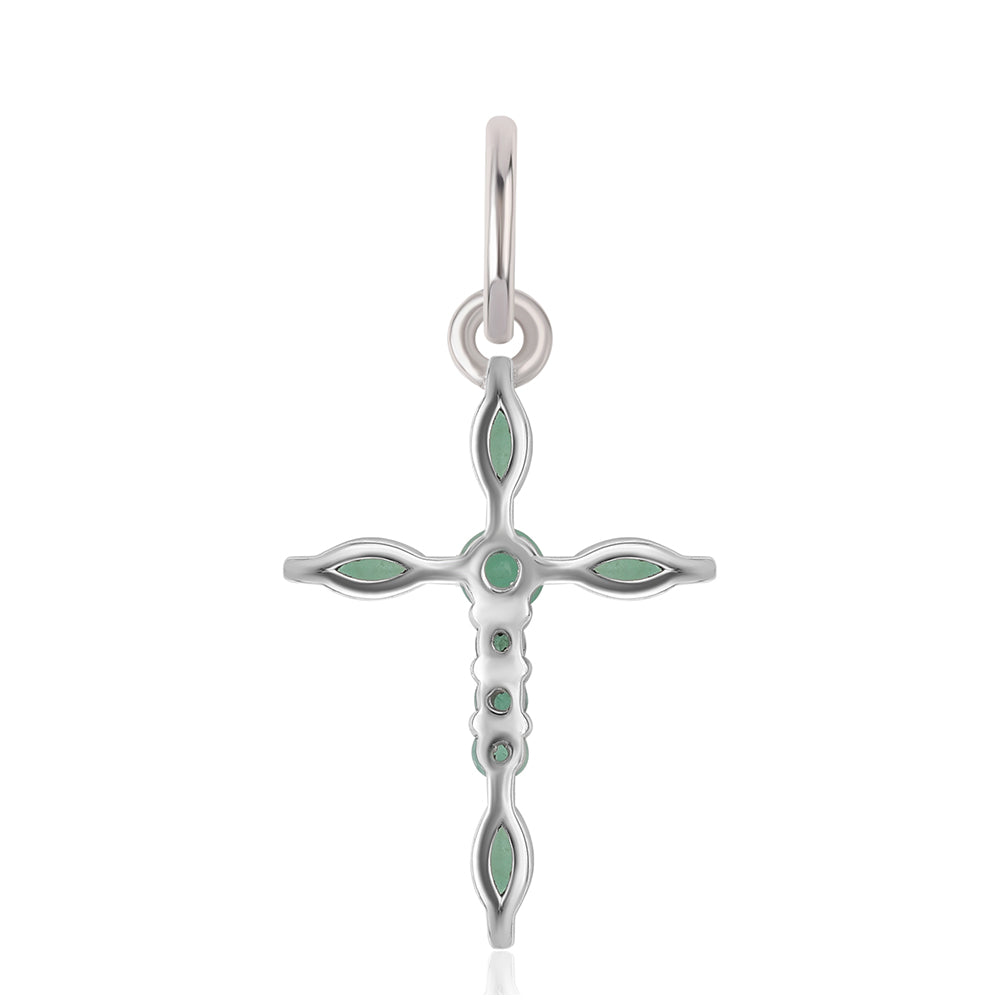 Cruce Pandantiv din Argint 925 ( 0.66 grame ) cu Smarald Brazilian 0.47 Carate