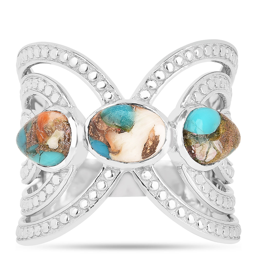 Inel din Argint 925 ( 5.34 grame ) cu Turcoaz Oyster 2.87 Carate