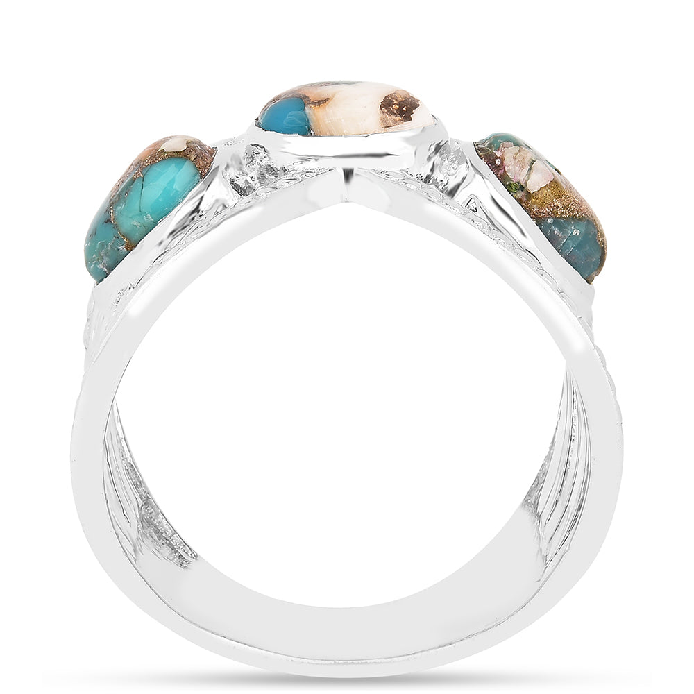 Inel din Argint 925 ( 5.34 grame ) cu Turcoaz Oyster 2.87 Carate 3 