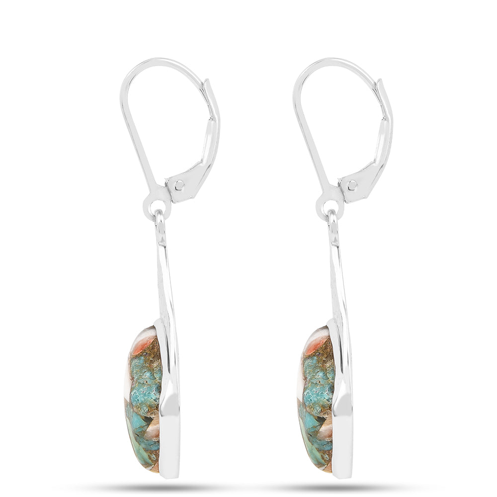 Cercei din Argint 925 ( 2.5 grame ) cu Turcoaz Oyster 12.42 Carate 2 