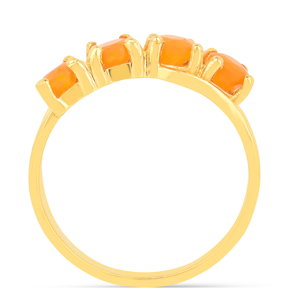 Inel din Argint 925 Placat cu Aur ( 2.13 grame ) cu Opal de Foc 0.69 Carate