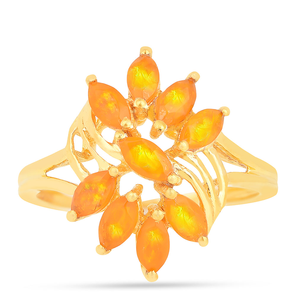 Inel din Argint 925 Placat cu Aur ( 1.94 grame ) cu Opal de Foc 0.72 Carate