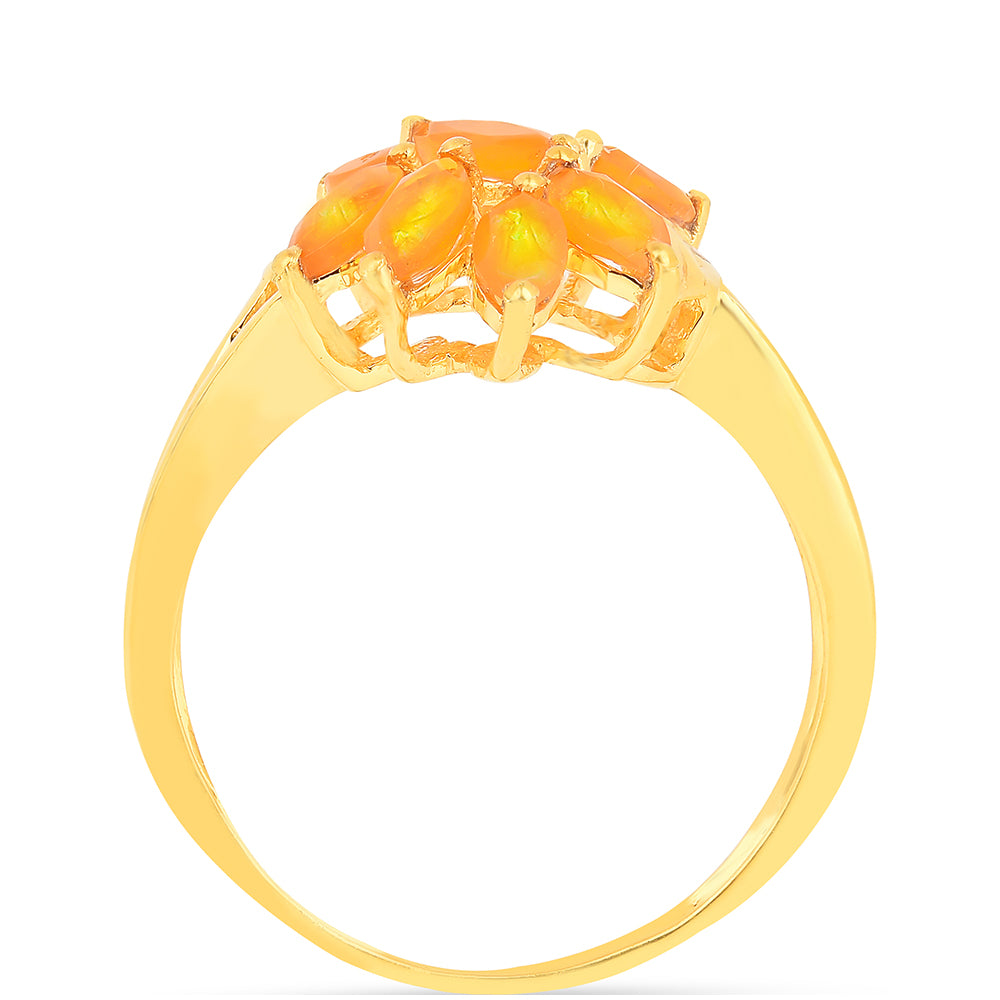 Inel din Argint 925 Placat cu Aur ( 1.94 grame ) cu Opal de Foc 0.72 Carate 3 