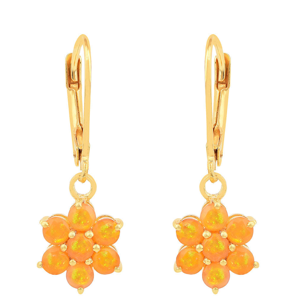 Cercei din Argint 925 Placat cu Aur ( 1.85 grame ) cu Opal de Foc 1.02 Carate