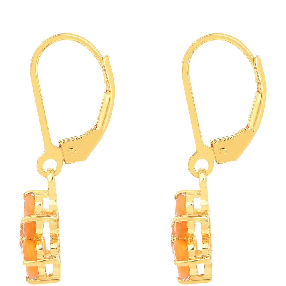 Cercei din Argint 925 Placat cu Aur ( 1.85 grame ) cu Opal de Foc 1.02 Carate 2 