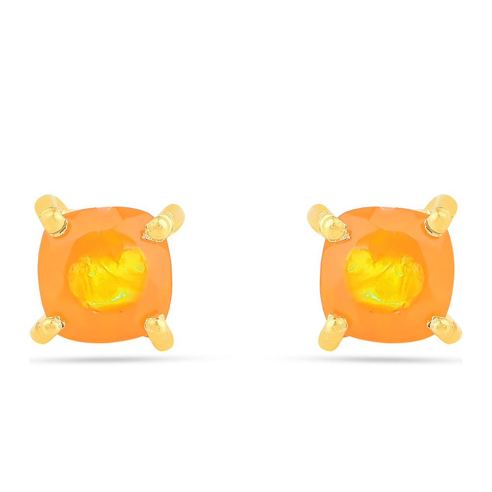 Cercei din Argint 925 Placat cu Aur ( 0.69 grame ) cu Opal de Foc 0.63 Carate 1 