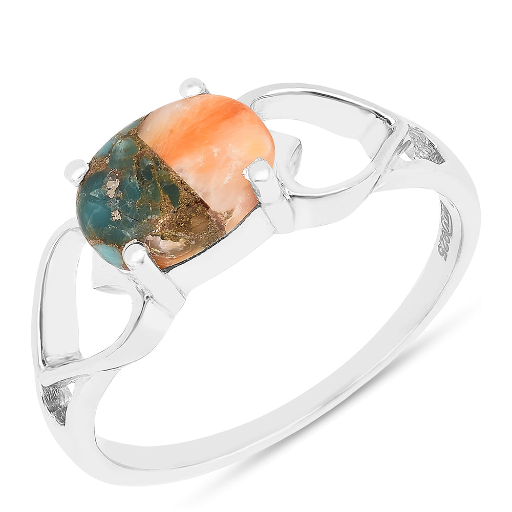 Inel din Argint 925 ( 1.82 grame ) cu Turcoaz Oyster 1.5 Carate 2 