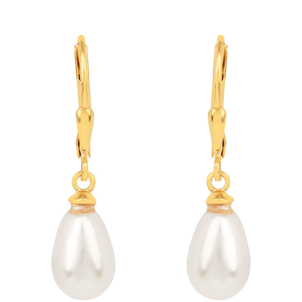 Cercei din Argint 925 Placat cu Aur ( 0.97 grame ) cu Perlă de Apă Dulce Crem 6.8 Carate